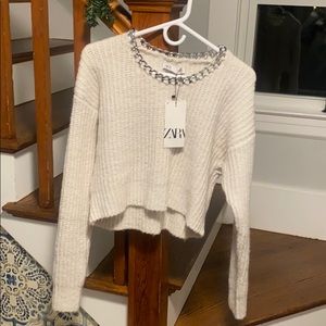 Zara White Crop Sweater